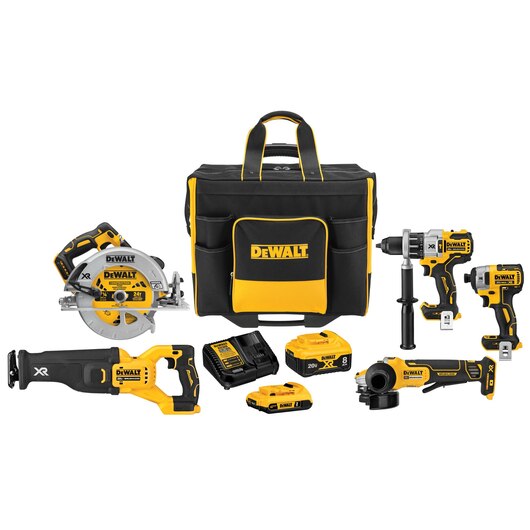 20V MAX XR® Brushless Cordless 5-Tool Combo Kit with Large Site-Ready Rolling Bag